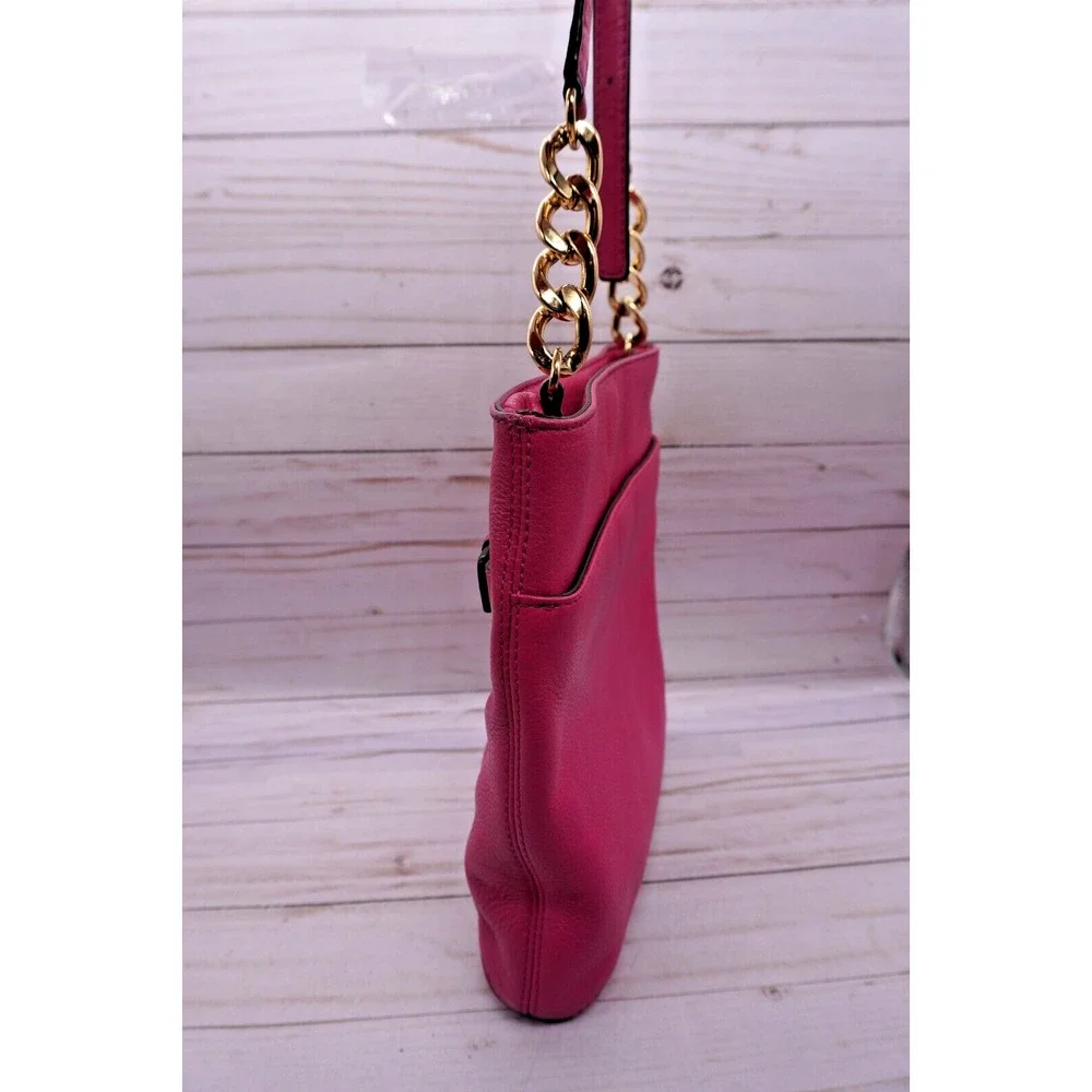 Michael Kors Womens Pink Pebbled Leather Adjustable Strap Small Crossbody Bag
